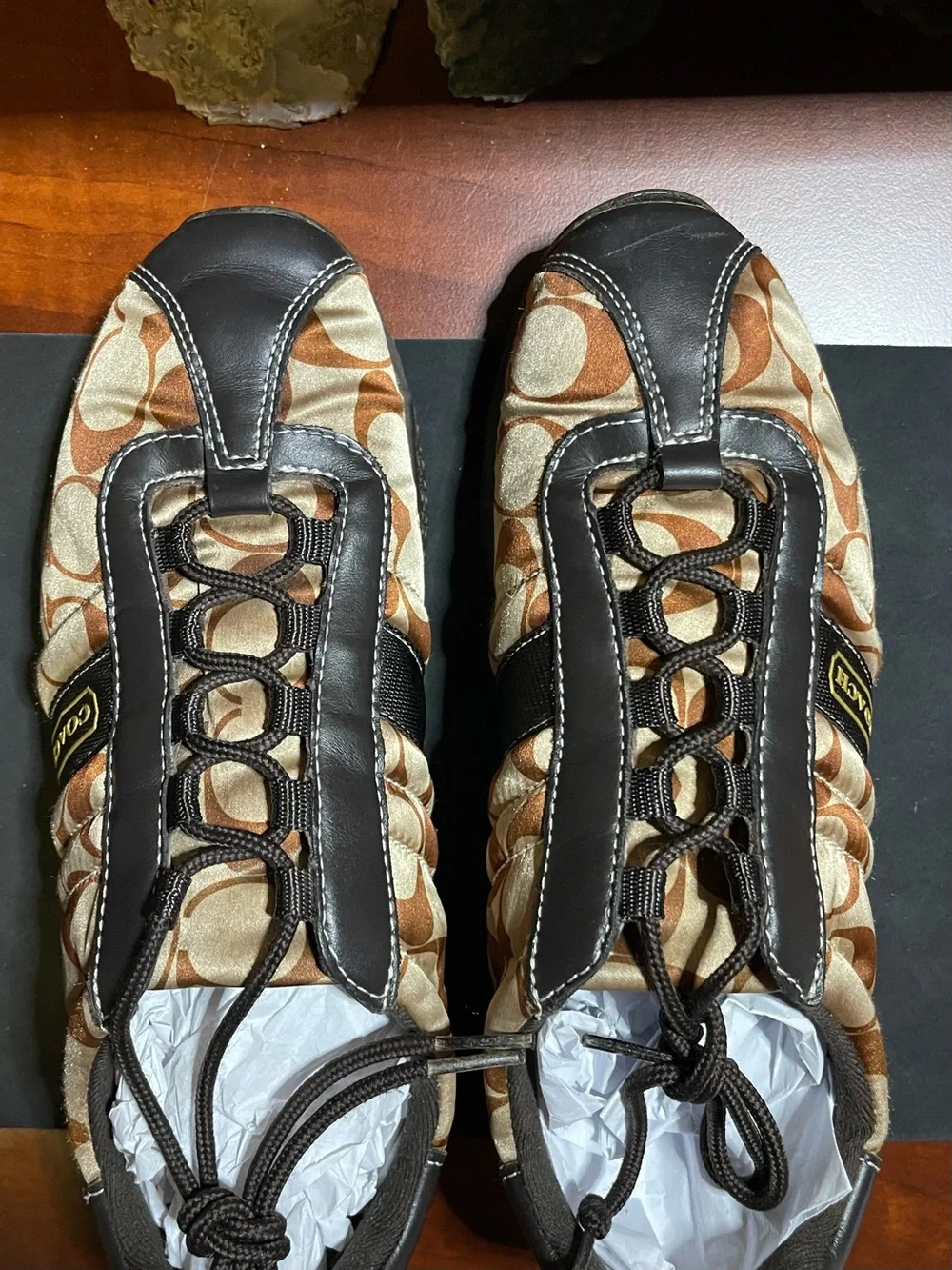 Coach W Sz 8M Metallic Bronze / Choco Quilted low -top Sneaker /Authentic Coach